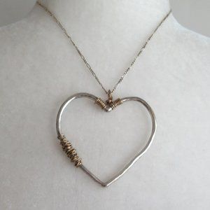 Heart Shape Pendant Silver Plated with Brass details - No chain